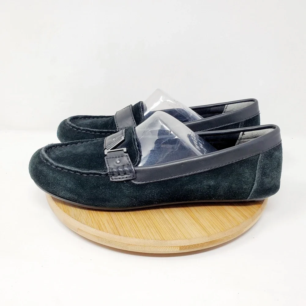 Vionic Hilo Loafer Womens 7 Flats Black Suede Leather Slip‎ On Shoes Honor